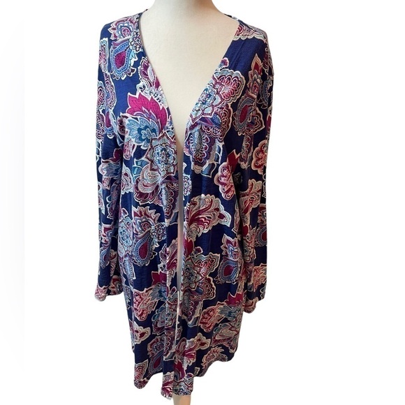 Chico's Vibrant Multi-Colored Duster Tee - Size 2 - Picture 1 of 13